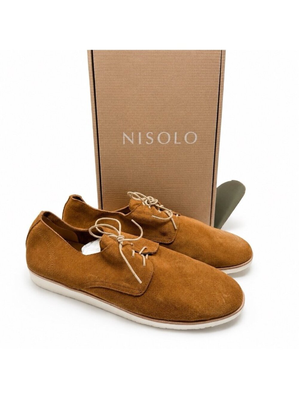 Nisolo Lightweight Flex Derby 10.5 Tan Suede Packable Travel Ethical Minimalist